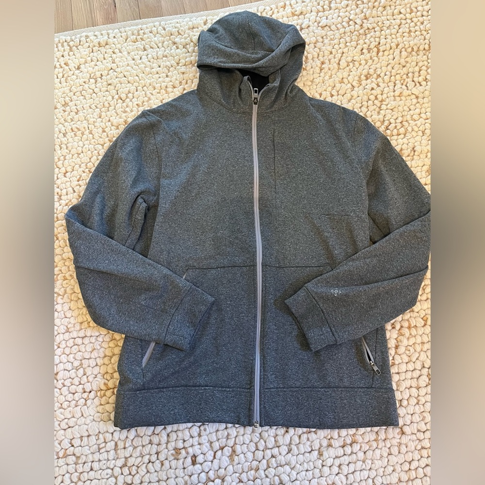 Men’s Gray Lululemon full zip hooded sweatshirt jacket, XL